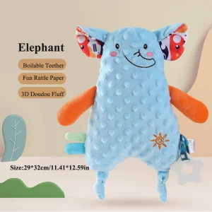 Planetejouets.com Doudou Lange Elephant Bleu