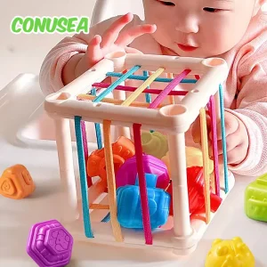 Jouet Montessori de tri de blocs colorés pour bébés