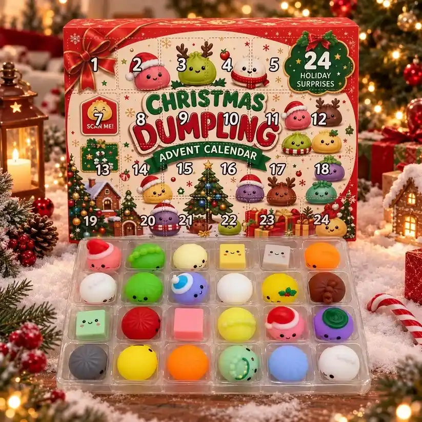 Boutique Planete Jouets France - Calendrier de l'Avent Squishy Dumpling – 24 Surprises de Noël 4 Cases surprises du calendrier de l'Avent squishy - Planete Jouets France