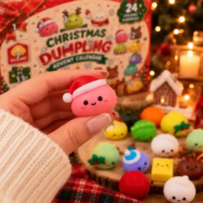 Boutique Planete Jouets France - Calendrier de l'Avent Squishy Dumpling – 24 Surprises de Noël 2 Squishy dumplings kawaii du calendrier de l'Avent de Noël - Planete Jouets France