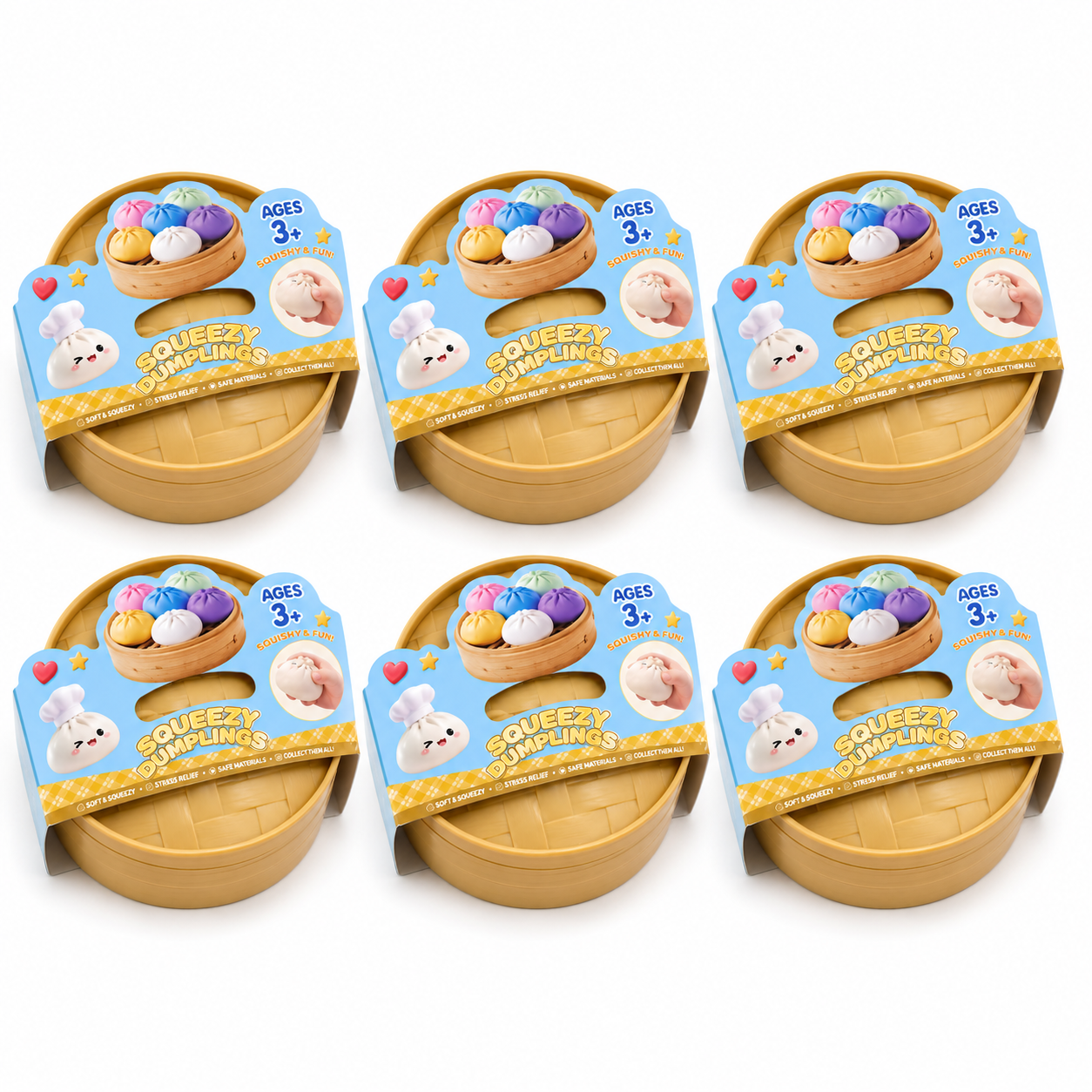 Boutique Planete Jouets France - Blind Box Squishy Dumpling Pailleté – 12 Couleurs à Collectionner 5 Six blind box squishy dumpling emballées - Planete Jouets France