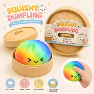 Squishy dumpling arc-en-ciel avec panier vapeur et emballage - Planete Jouets France
