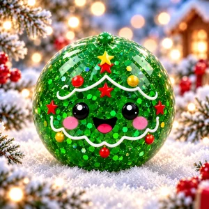 Squishy de Noël vert sapin pailleté Evergreen Glow - Planete Jouets France