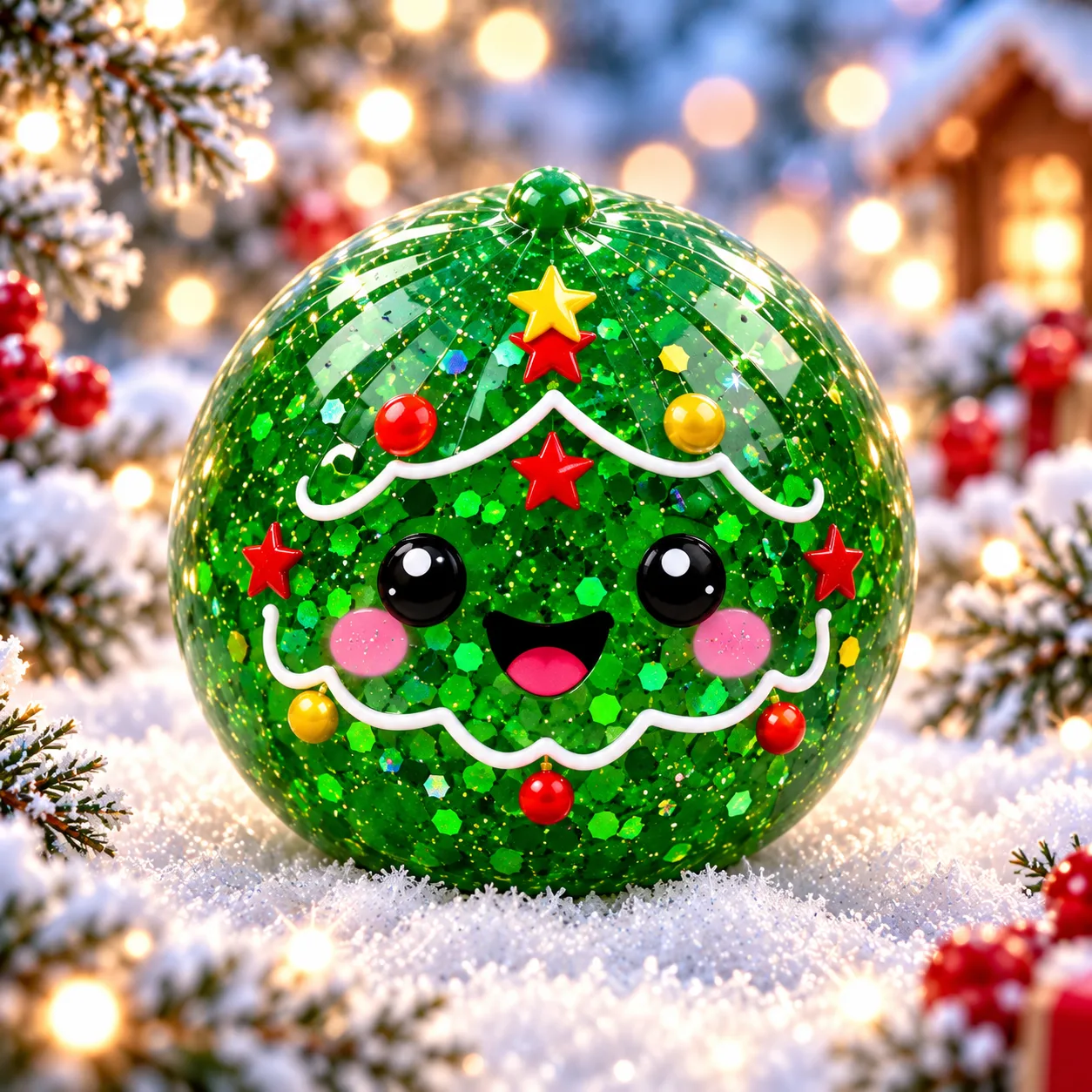 Boutique Planete Jouets France - Squishy de Noël Vert Sapin – Evergreen Glow 1 Squishy de Noël vert sapin pailleté Evergreen Glow - Planete Jouets France