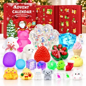 Calendrier de l'Avent squishy de Noël rouge 24 surprises - Planete Jouets France