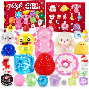 Calendrier de l'Avent Fidget rouge 24 jouets squishy - Planete Jouets France