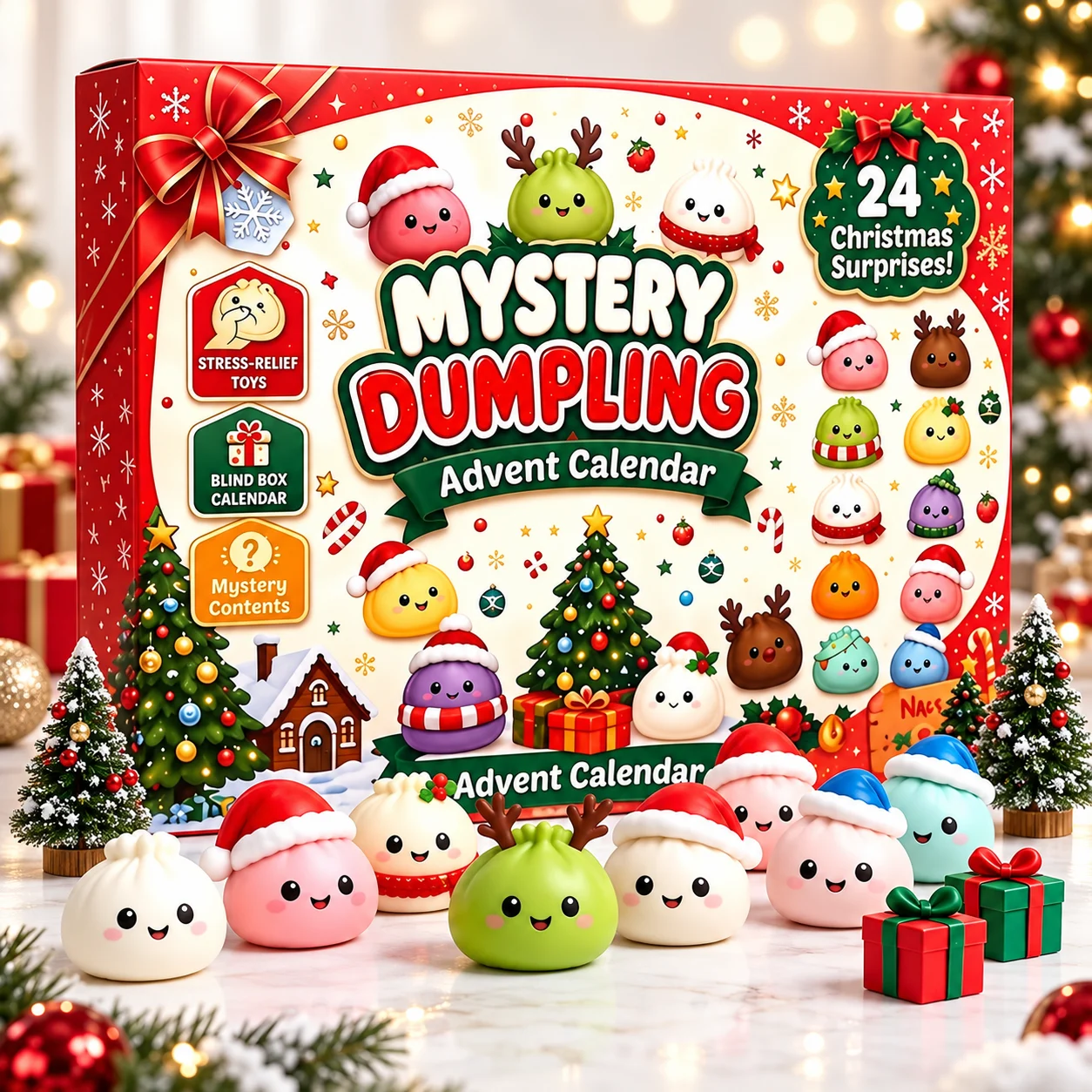 Boutique Planete Jouets France - Calendrier de l'Avent Squishy Dumpling – 24 Surprises de Noël 1 Calendrier de l'Avent Squishy Dumpling 24 surprises de Noël - Planete Jouets France