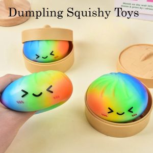 Deux squishies dumpling arc-en-ciel avec panier - Planete Jouets France