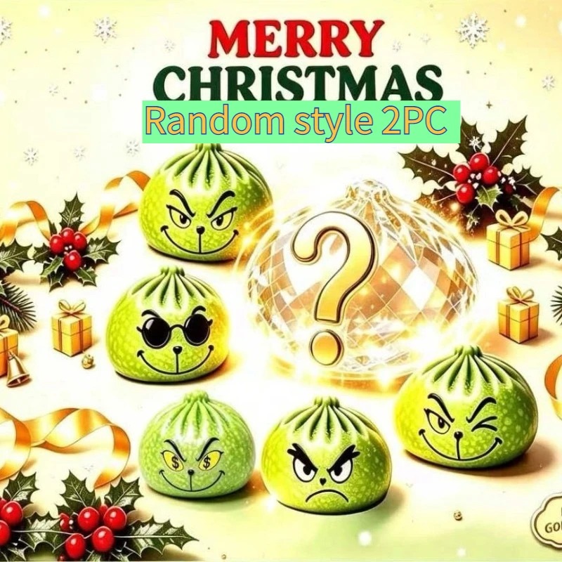 Boutique Planete Jouets France - Squishy Dumpling Pailleté de Noël – 5 Expressions ou Lot Surprise 7 Squishies dumpling de Noël en modèle aléatoire - Planete Jouets France