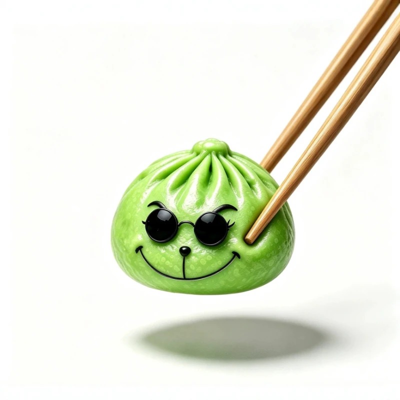 Boutique Planete Jouets France - Squishy Dumpling Pailleté de Noël – 5 Expressions ou Lot Surprise 8 Dumpling squishy à lunettes tenu par des baguettes - Planete Jouets France