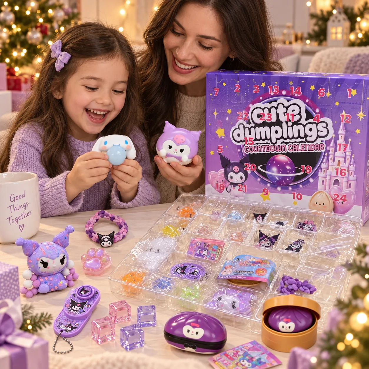Boutique Planete Jouets France - Calendrier de l'Avent Dumpling Espace – 24 Surprises Galactiques 4 Enfants ouvrant le calendrier de l'Avent Dumpling Espace - Planete Jouets France
