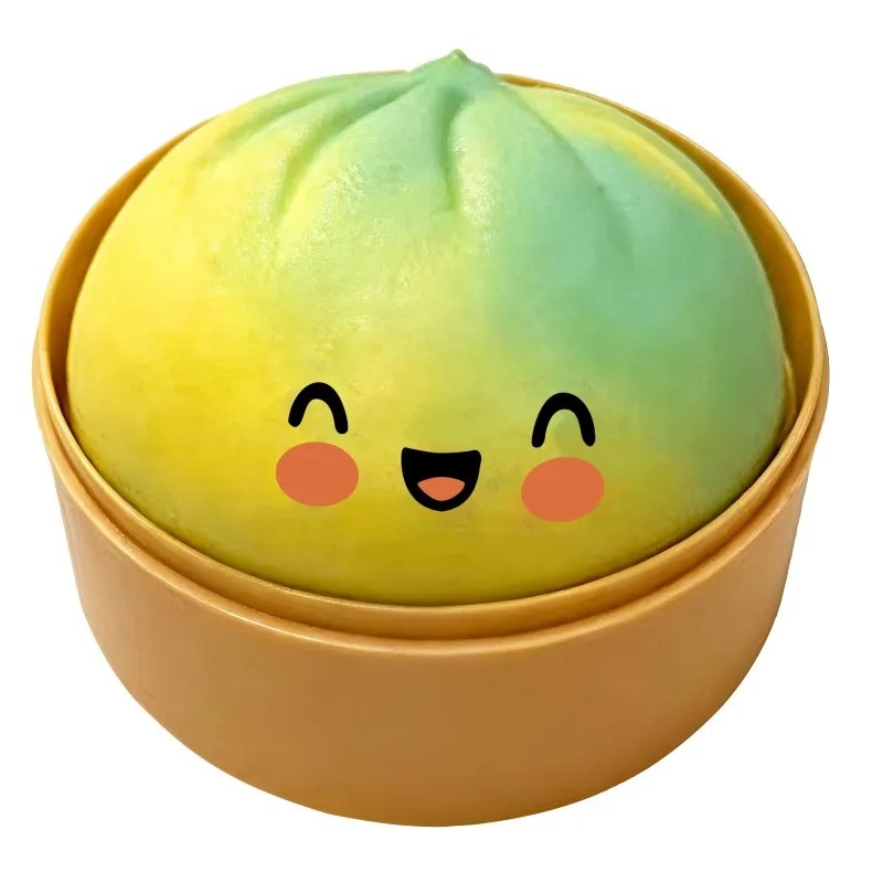 Boutique Planete Jouets France - Squishy Dumpling Doré, Pailleté ou Métallisé – 6 Finitions au Choix 5 Squishy dumpling dégradé jaune et vert dans son panier - Planete Jouets France