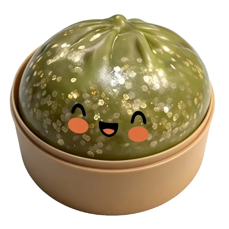 Boutique Planete Jouets France - Coffret Squishies Dumpling Pailletés et Métallisés – 1, 6 ou 12 Pièces 12 Squishy dumpling vert pailleté du coffret - Planete Jouets France