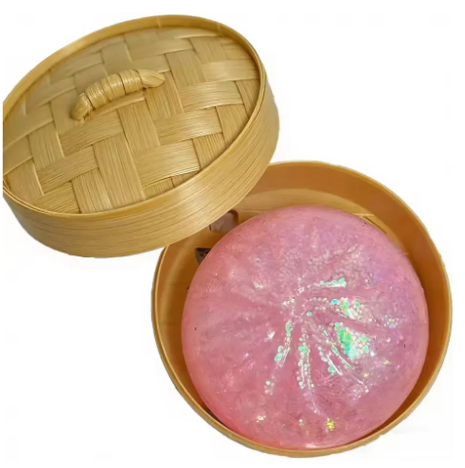 Boutique Planete Jouets France - Blind Box Squishy Dumpling Pailleté – 12 Couleurs à Collectionner 7 Squishy dumpling rose pailleté dans son mini panier - Planete Jouets France