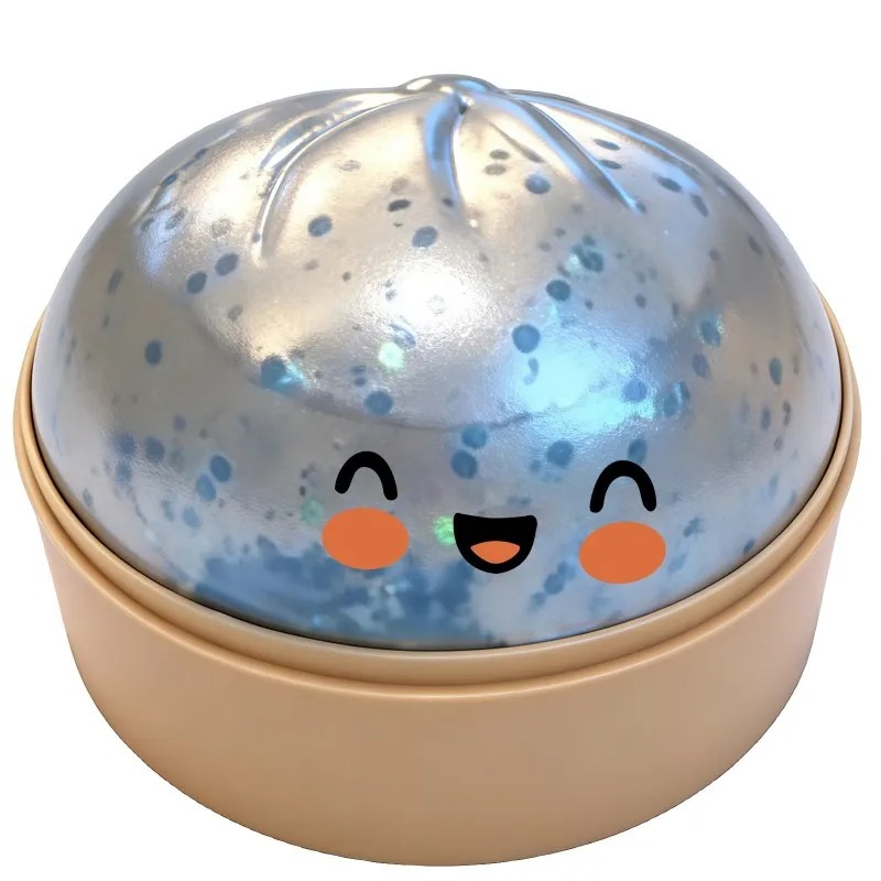 Boutique Planete Jouets France - Coffret Squishies Dumpling Pailletés et Métallisés – 1, 6 ou 12 Pièces 10 Squishy dumpling bleu argent pailleté du coffret - Planete Jouets France